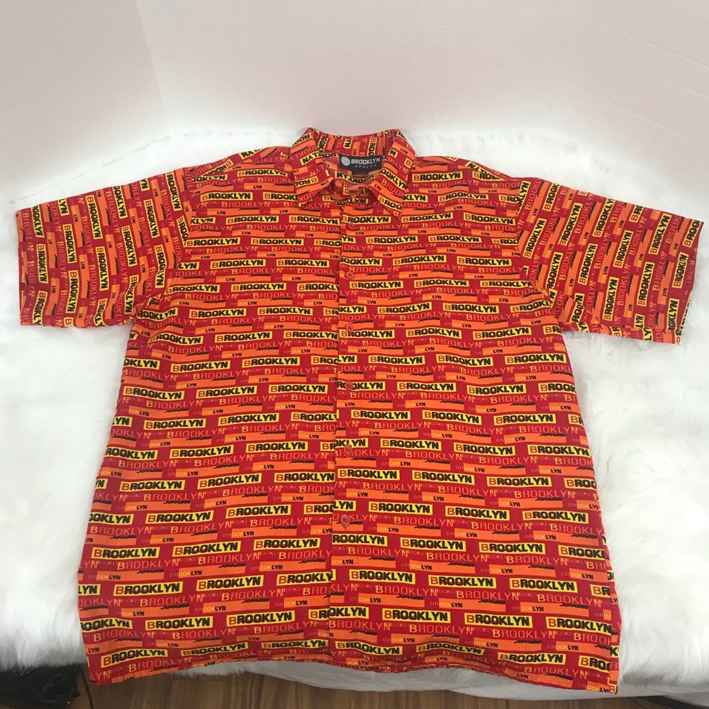 Brooklyn Xpress Logo Casual Camp Polyester Shirt